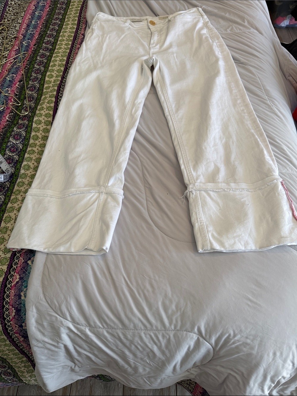 Pilcro and the Letterpress White Cropped Wide-Leg Jeans
